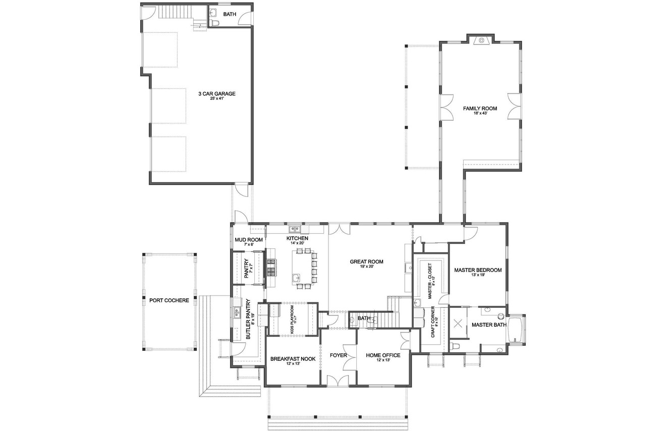 Farmhouse House Plan - Alexandria 28453 - 1st Floor Plan