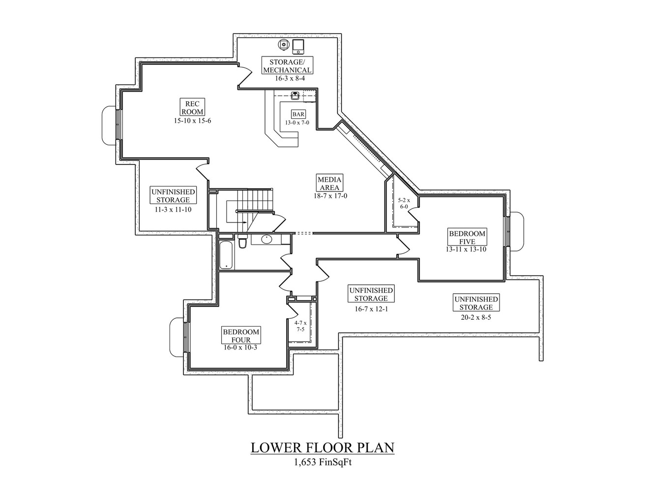 Craftsman House Plan - Rockford 49774 - Basement Floor Plan