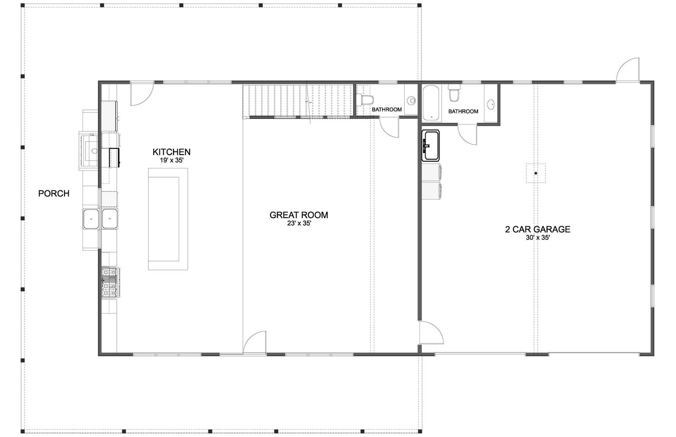 Modern House Plan - Trussville 43892 - 1st Floor Plan
