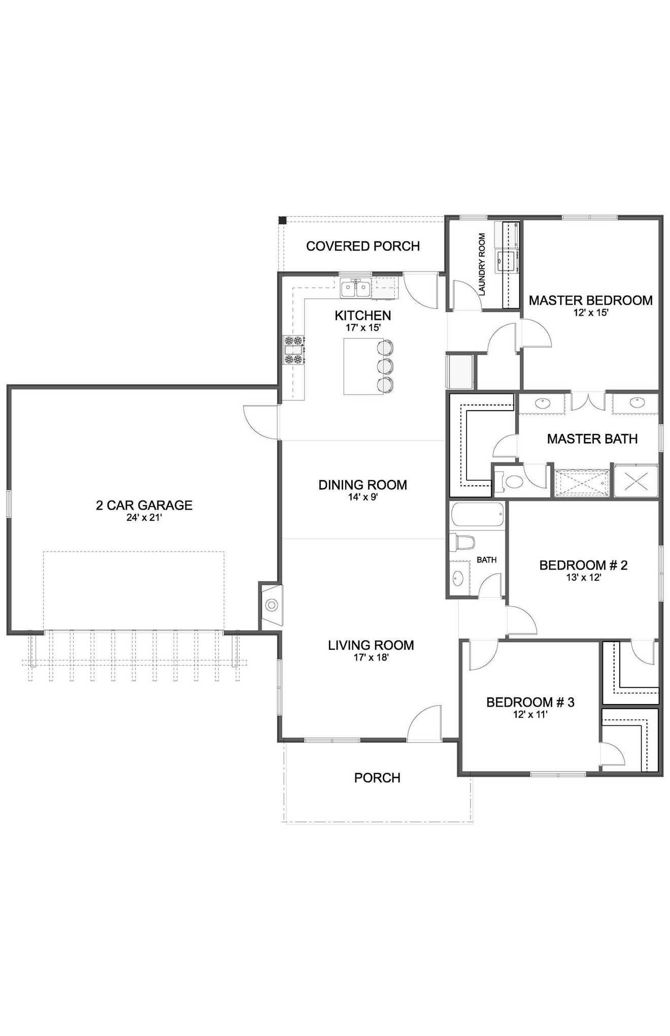 Craftsman House Plan - Trafford 31318 - 1st Floor Plan
