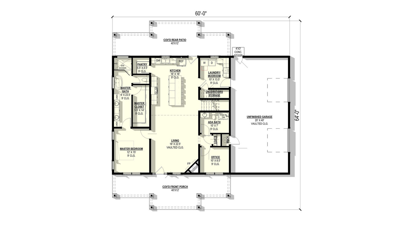 Country House Plan - Agave 45994 - 1st Floor Plan