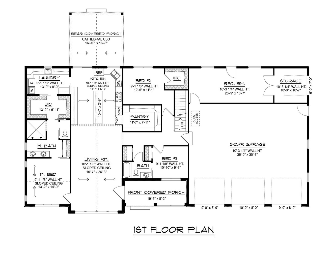 Craftsman House Plan - 59881 - 1st Floor Plan