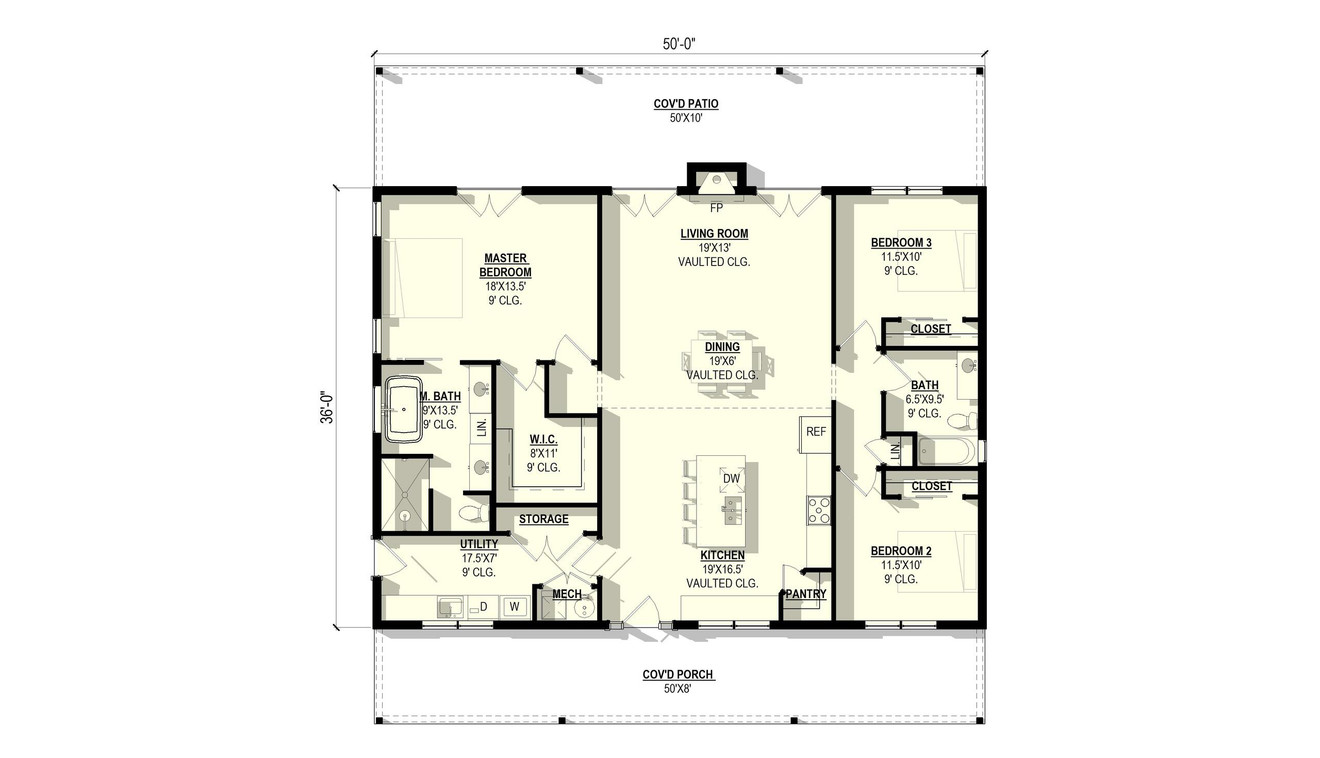 Country House Plan - Mesquite 14420 - 1st Floor Plan
