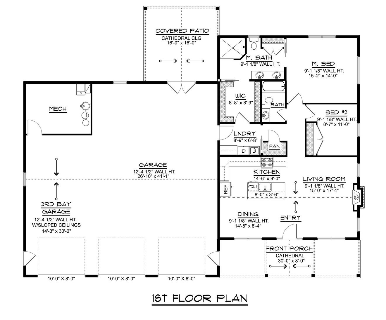 Country House Plan - 71084 - 1st Floor Plan
