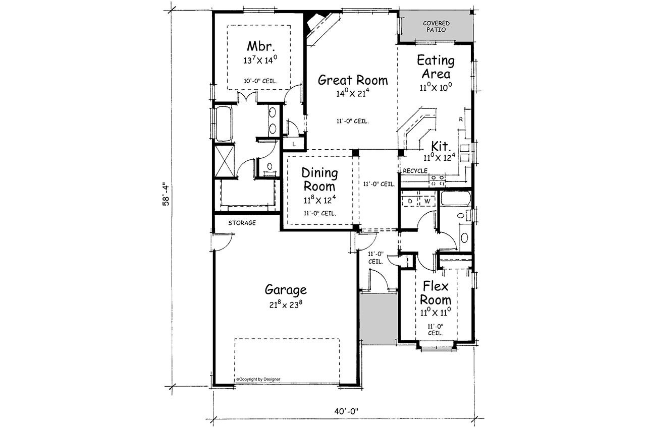French Country House Plan - Akers 24354 - 1st Floor Plan