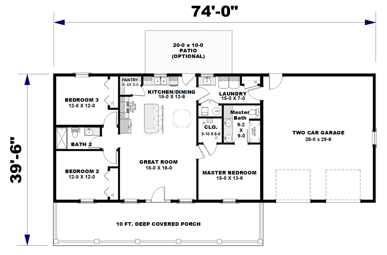 Farmhouse House Plan - 55085 - 1st Floor Plan