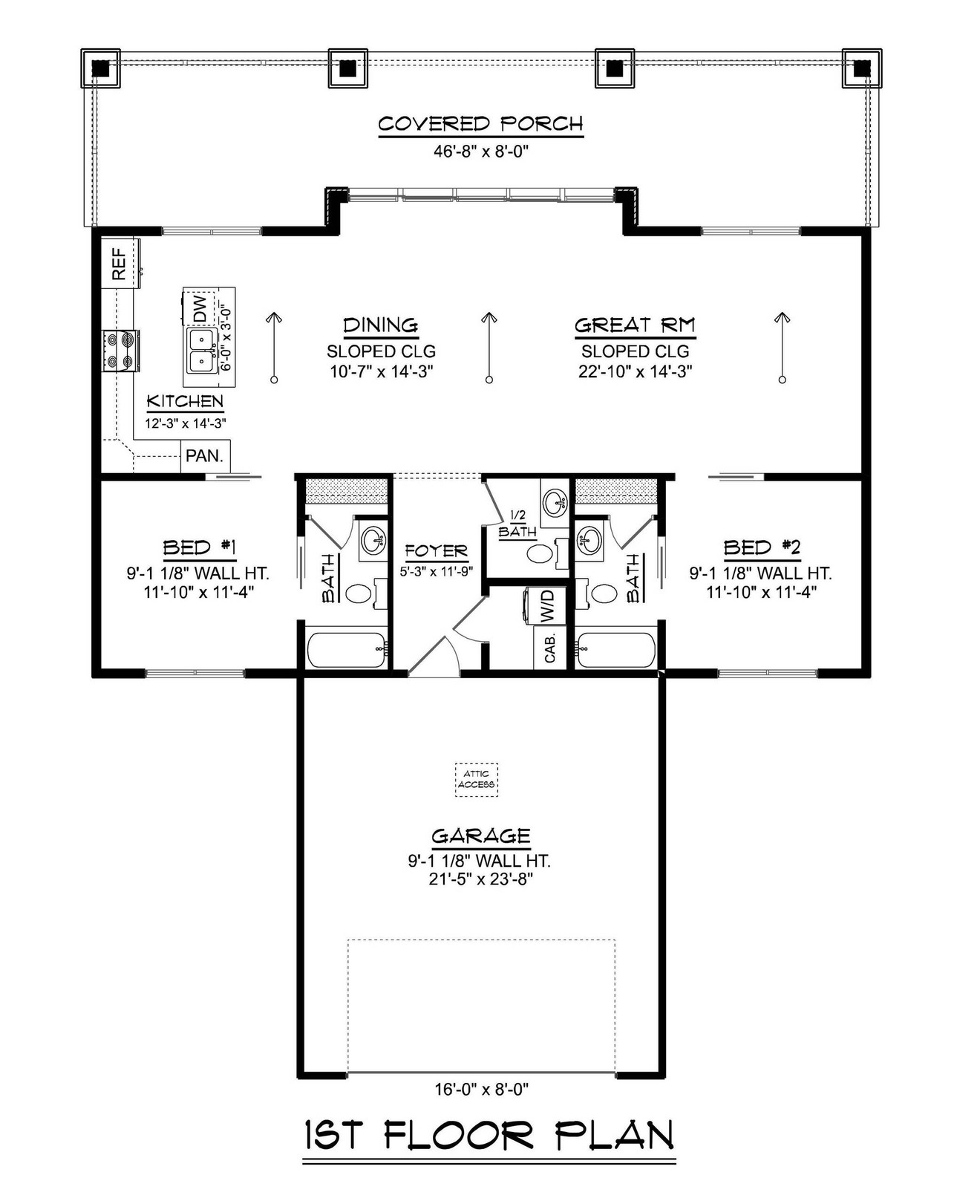 Modern House Plan - 22090 - 1st Floor Plan