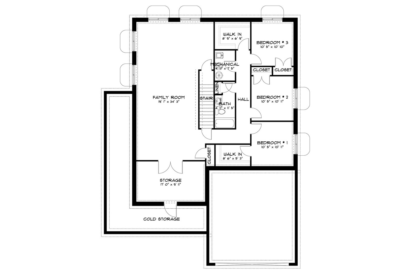 Farmhouse House Plan - Riley 70681 - Basement Floor Plan