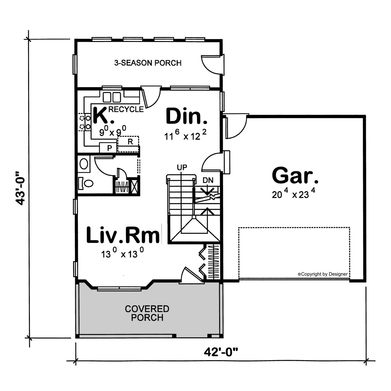 Farmhouse House Plan - Kincaid Modern Farmhouse 39643 - 1st Floor Plan