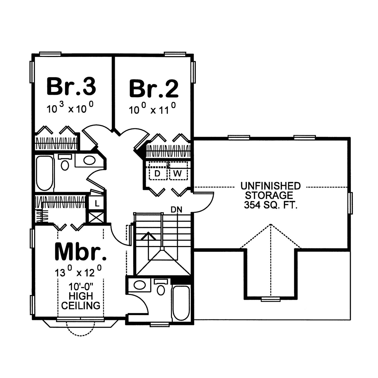Secondary Image - Farmhouse House Plan - Kincaid Modern Farmhouse 39643 - 2nd Floor Plan