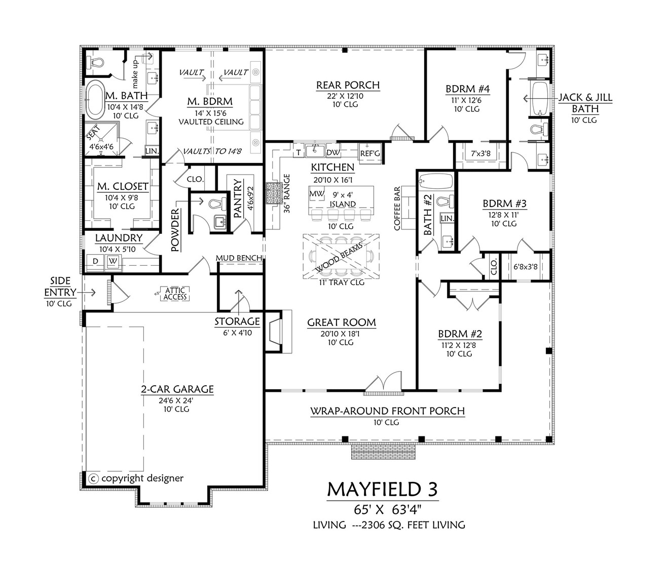 Farmhouse House Plan - Mayfield 3 70256 - 1st Floor Plan