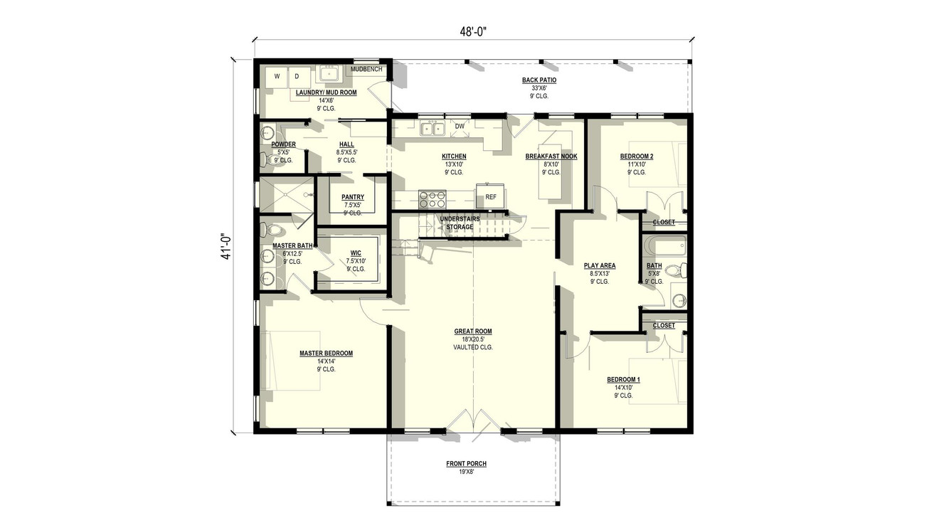 Country House Plan - Columbine 54730 - 1st Floor Plan