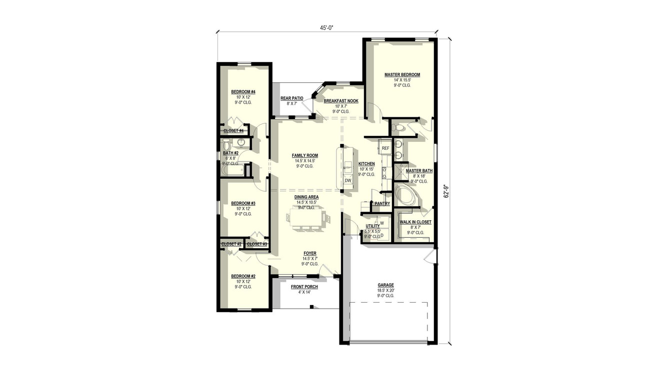 Ranch House Plan - Hibiscus #1 92175 - 1st Floor Plan