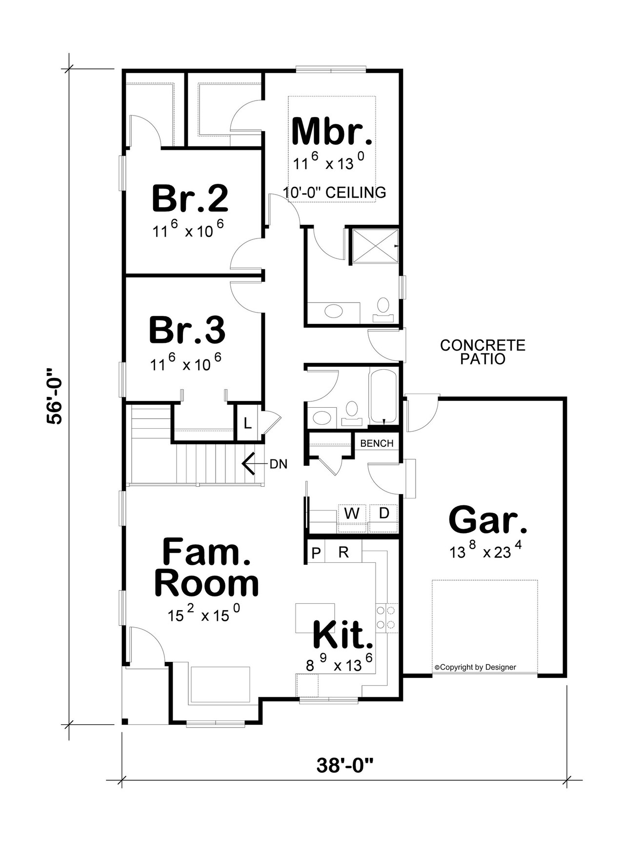 Farmhouse House Plan - Glenwood 60380 - 1st Floor Plan