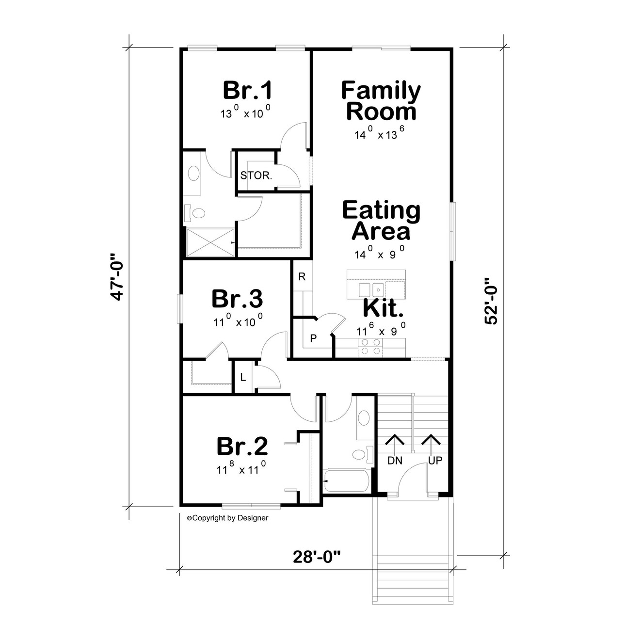 Cape Cod House Plan - Palm 52163 - 1st Floor Plan