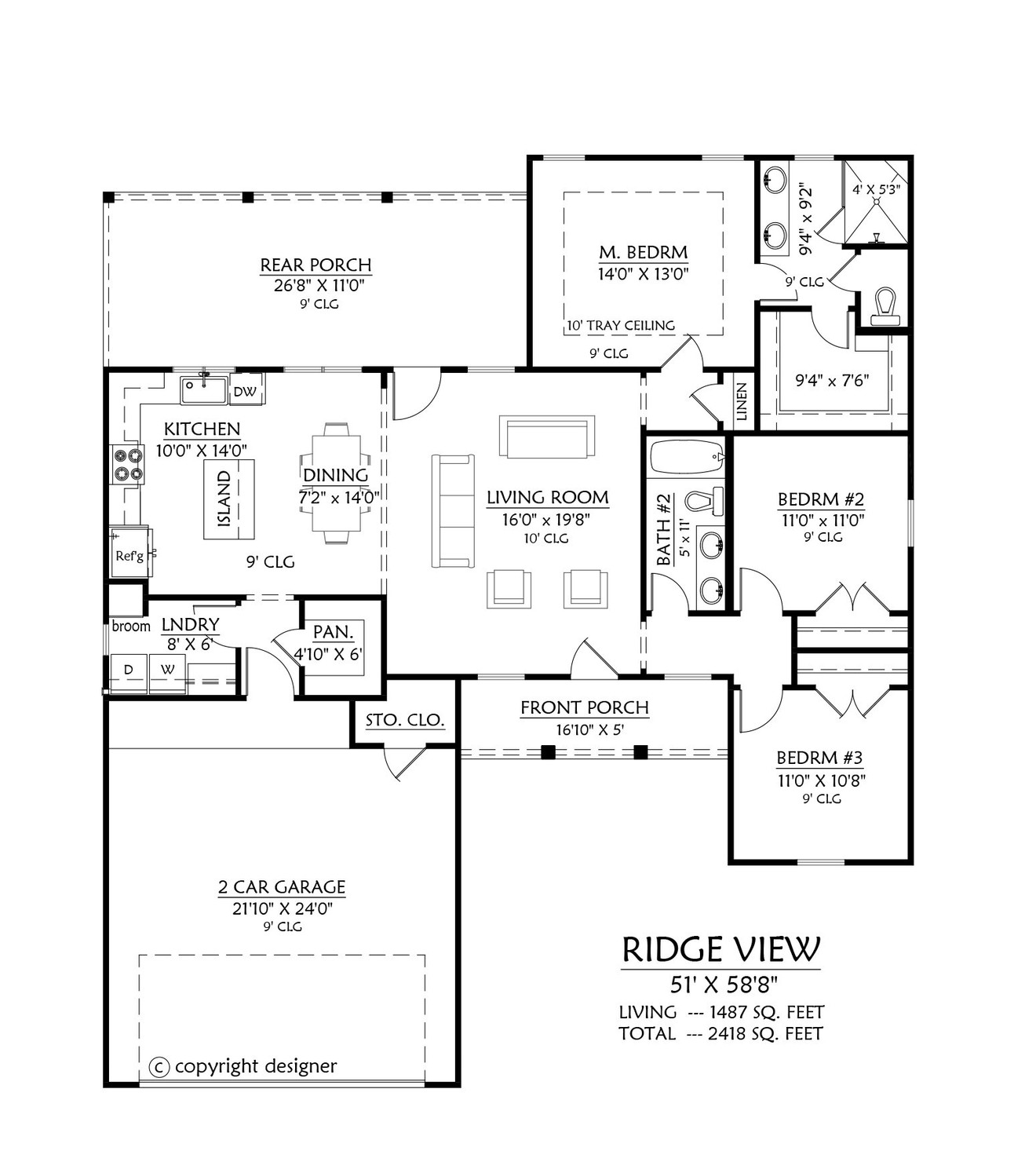 Farmhouse House Plan - Ridge View 56589 - 1st Floor Plan