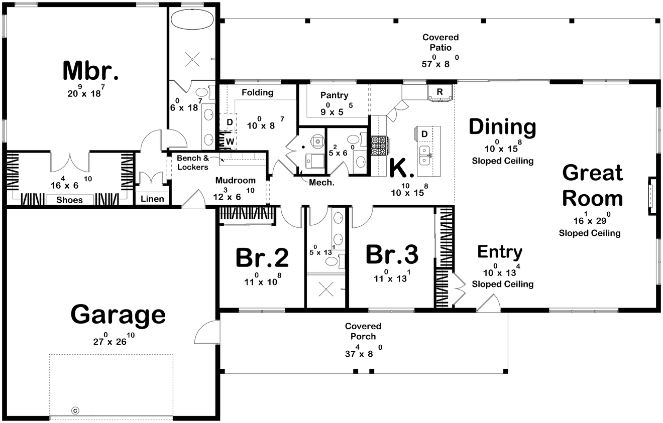 Modern House Plan - Morgantown 86385 - 1st Floor Plan