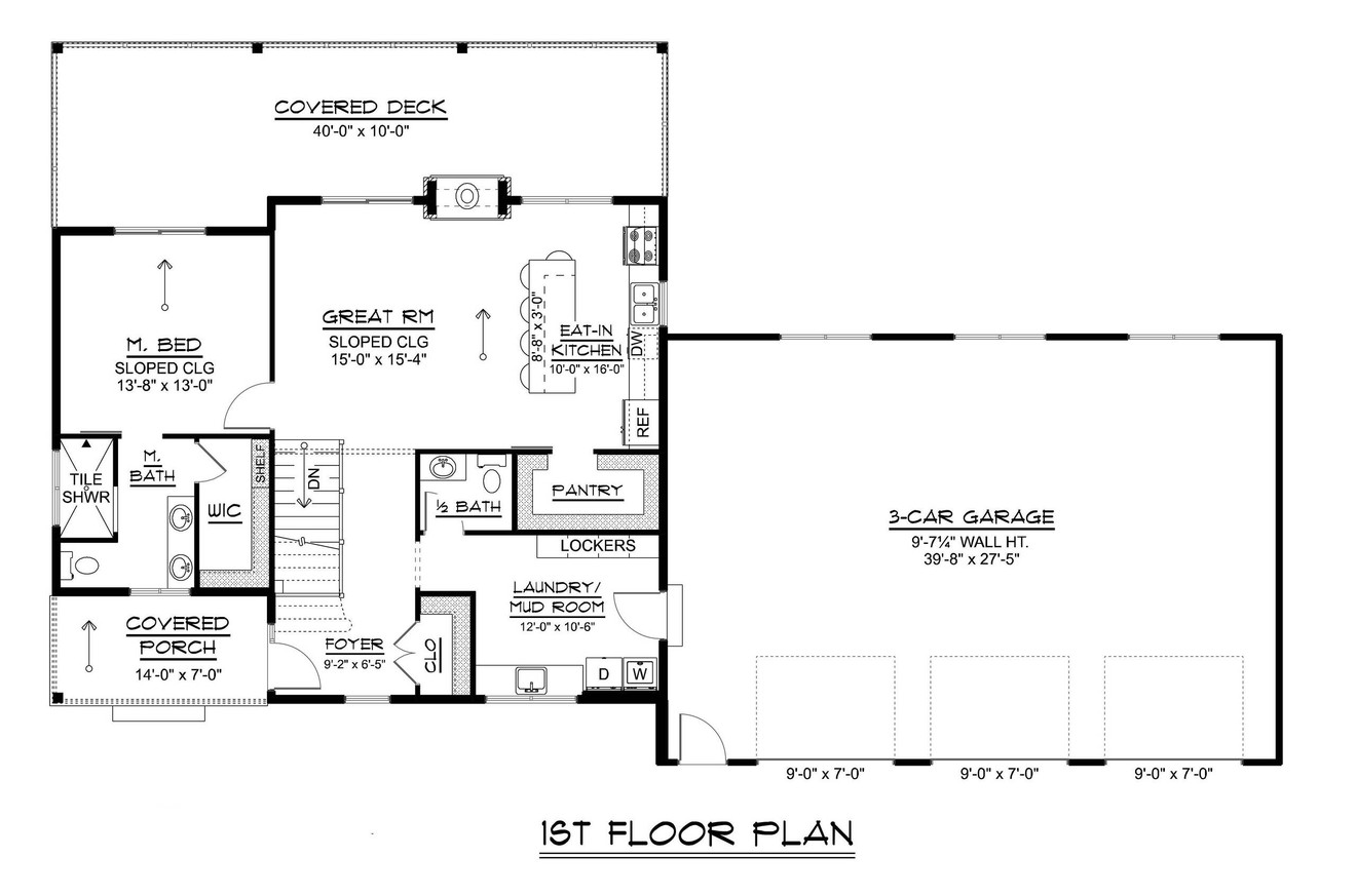 Contemporary House Plan - 55863 - 1st Floor Plan