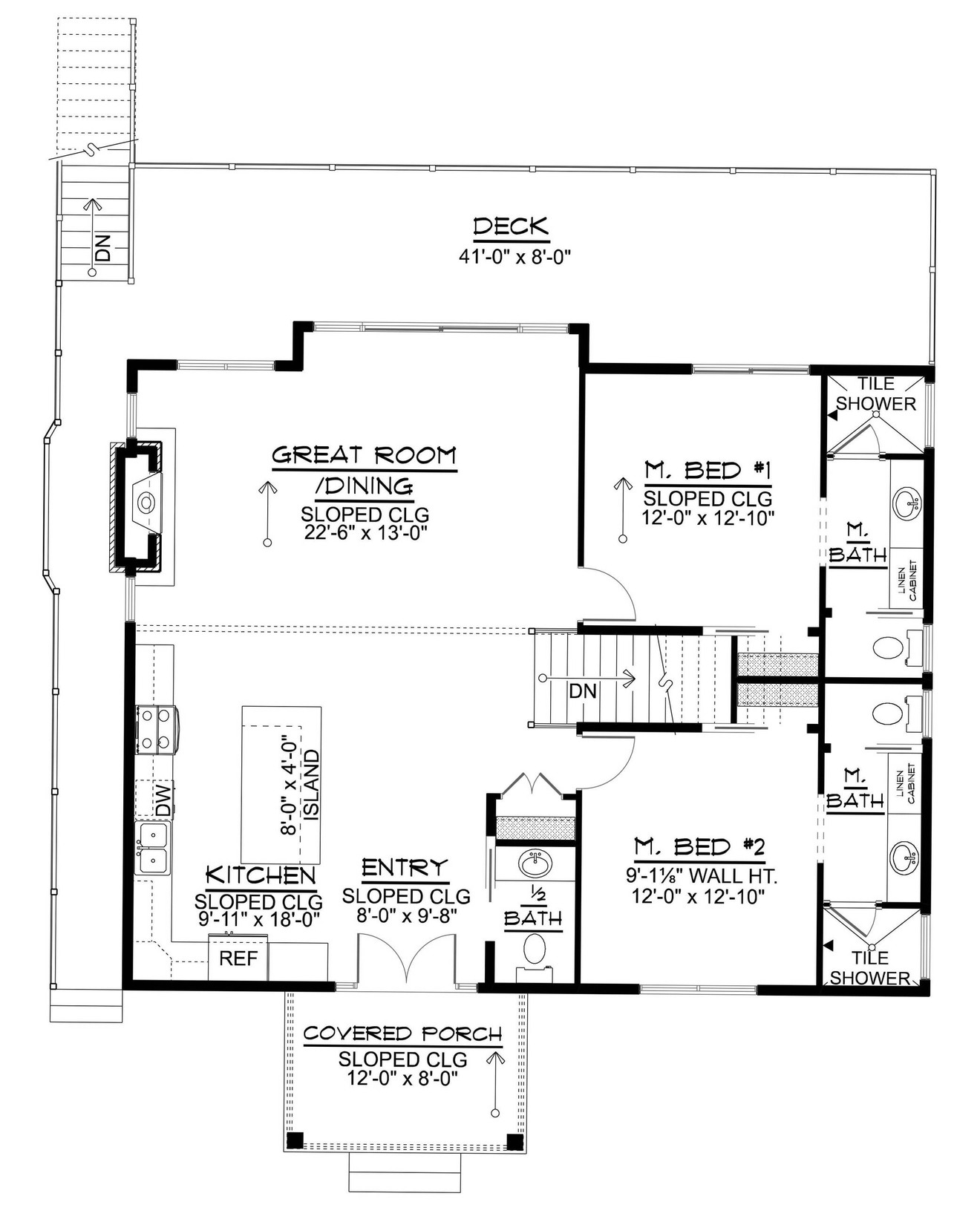 Contemporary House Plan - 55948 - 1st Floor Plan