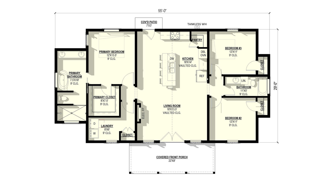 Country House Plan - Rosemary 68784 - 1st Floor Plan