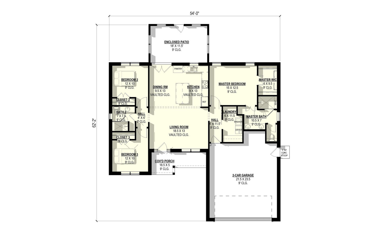 Ranch House Plan - Dahlia 2  37287 - 1st Floor Plan
