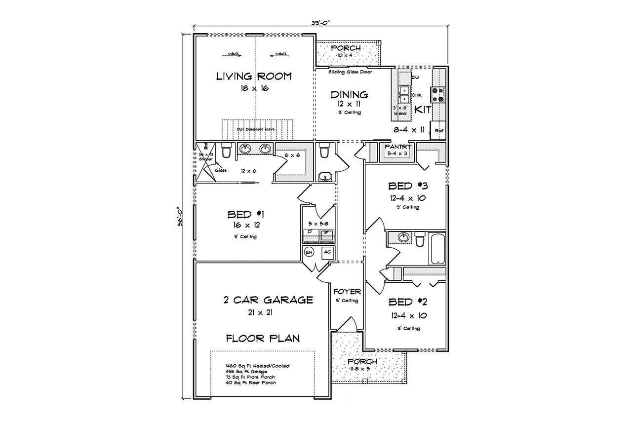 Prairie House Plan - 50395 - 1st Floor Plan