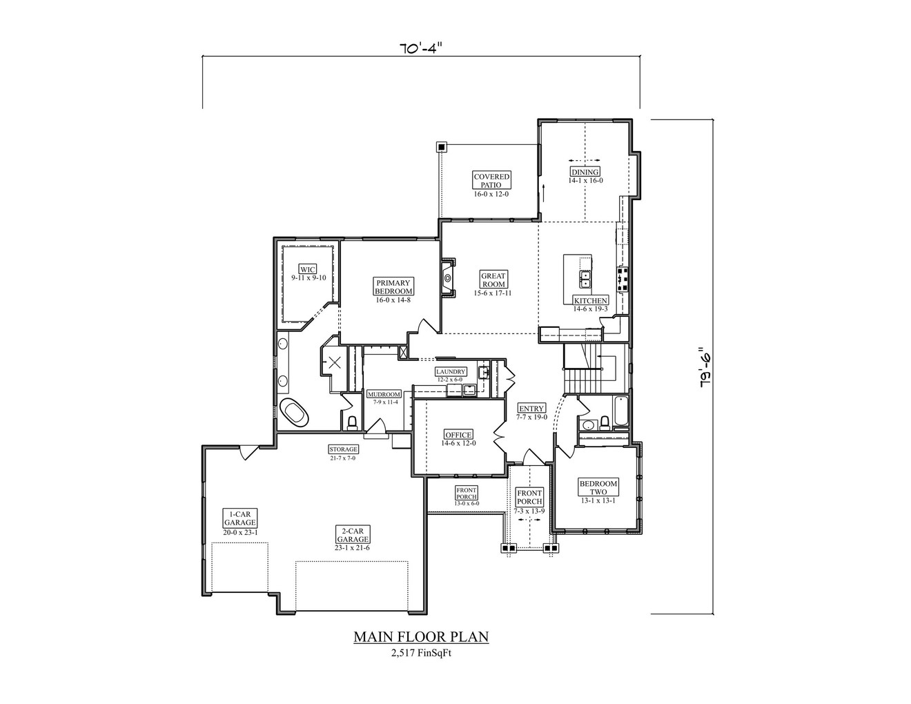 Ranch House Plan - Hewitt II 96826 - 1st Floor Plan