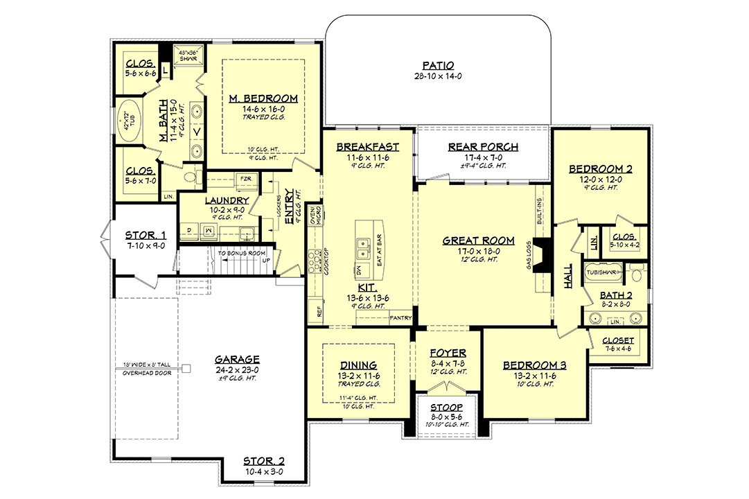 Southern House Plan - Chalmette Court 46035 - 1st Floor Plan