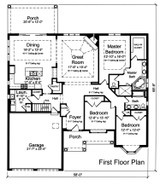 European House Plan - The Windemere 11759 - 1st Floor Plan