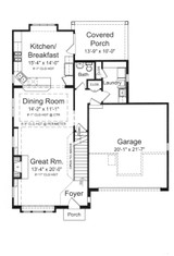 Tudor House Plan - Columbia 45595 - 1st Floor Plan