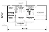 Ranch House Plan - 53526 - 1st Floor Plan