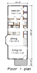 Cottage House Plan - 55562 - 1st Floor Plan