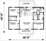 Cottage House Plan - 65800 - 1st Floor Plan