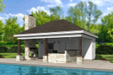 Traditional House Plan - Driftwood Poolhouse 76849 - Front Exterior