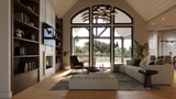 Craftsman House Plan - Tiger Creek Cottage D 89328 - Living Room