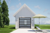 Modern Farmhouse Style Home Plan - Detached Garage Front Exterior  - Front Exterior