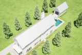 Modern Farmhouse Style House Plan - Aerial view of Left Exterior  - Left Exterior