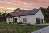 Modern Farmhouse Style Home Plan - Front Elevation in the Fall - Front Exterior