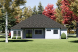 Secondary Image - Modern Farmhouse Style House Plan Rear Elevation - 