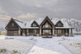 Mountain Rustic House Plan - 54805 Skyline View - Front Exterior in the Snow  - 