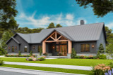 Mountain Rustic House Plan - Sunset Ridge 90068 - Front Exterior