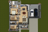 Craftsman House Plan - Eaton 45933 - 1st Floor Plan Dollhouse - 