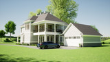 Colonial House Plan - Pennington 24942 - Rear Exterior