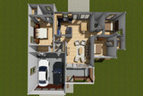 Traditional House Plan - Rosehill 58950 - 1st Floor Plan Dollhouse - 