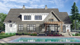 Farmhouse House Plan - Royal Oaks 74988 - Rear Exterior