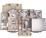 Farmhouse House Plan - Royal Oaks 74988 - 1st Floor Plan Dollhouse - 
