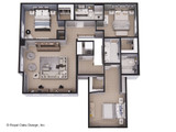Farmhouse Style Plan Emerald - 2nd Floor Plan - Dollhouse - 