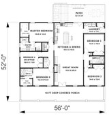 Farmhouse House Plan - 52787 - 1st Floor Plan