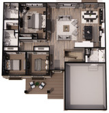 Craftsman House Plan - Eagle Creek 83777 - 1st Floor Plan Dollhouse - 
