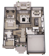 Craftsman House Plan - Peachtree 94335 - 1st Floor Plan Dollhouse - 